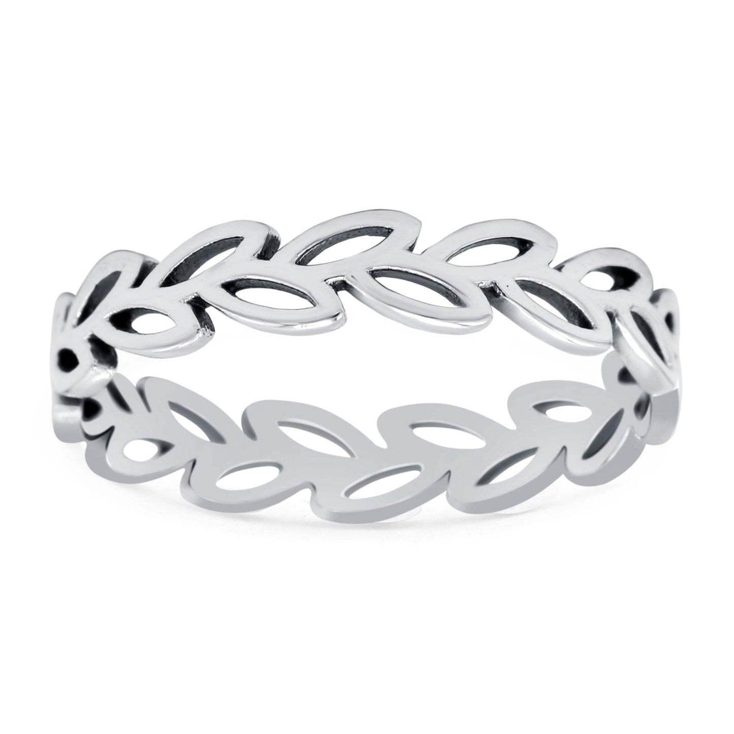 Leaves Ring Oxidized Band (4mm)