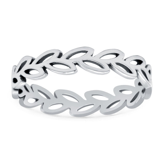 Leaves Ring Oxidized Band (4mm)