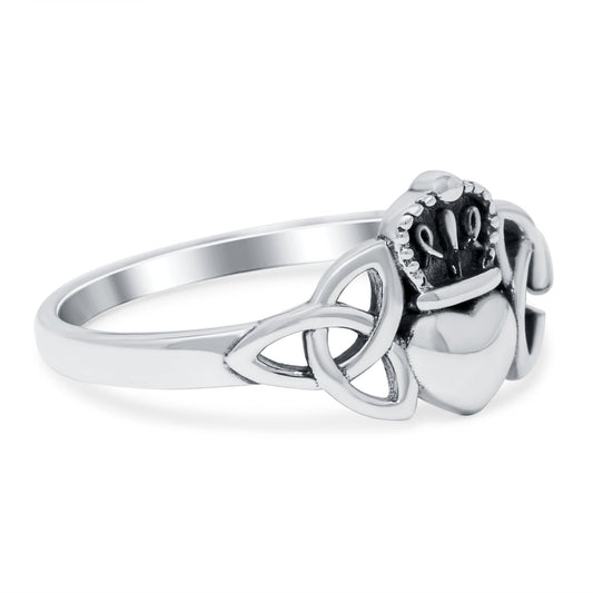 Celtic Claddagh Band Oxidized Ring (9mm)