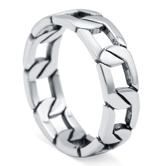 Link Chain Band Oxidized Thumb Ring (6mm)