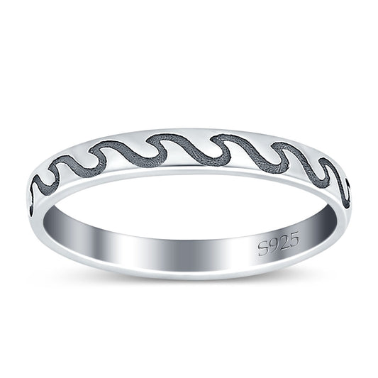 Wave Band Oxidized Ring (3mm)