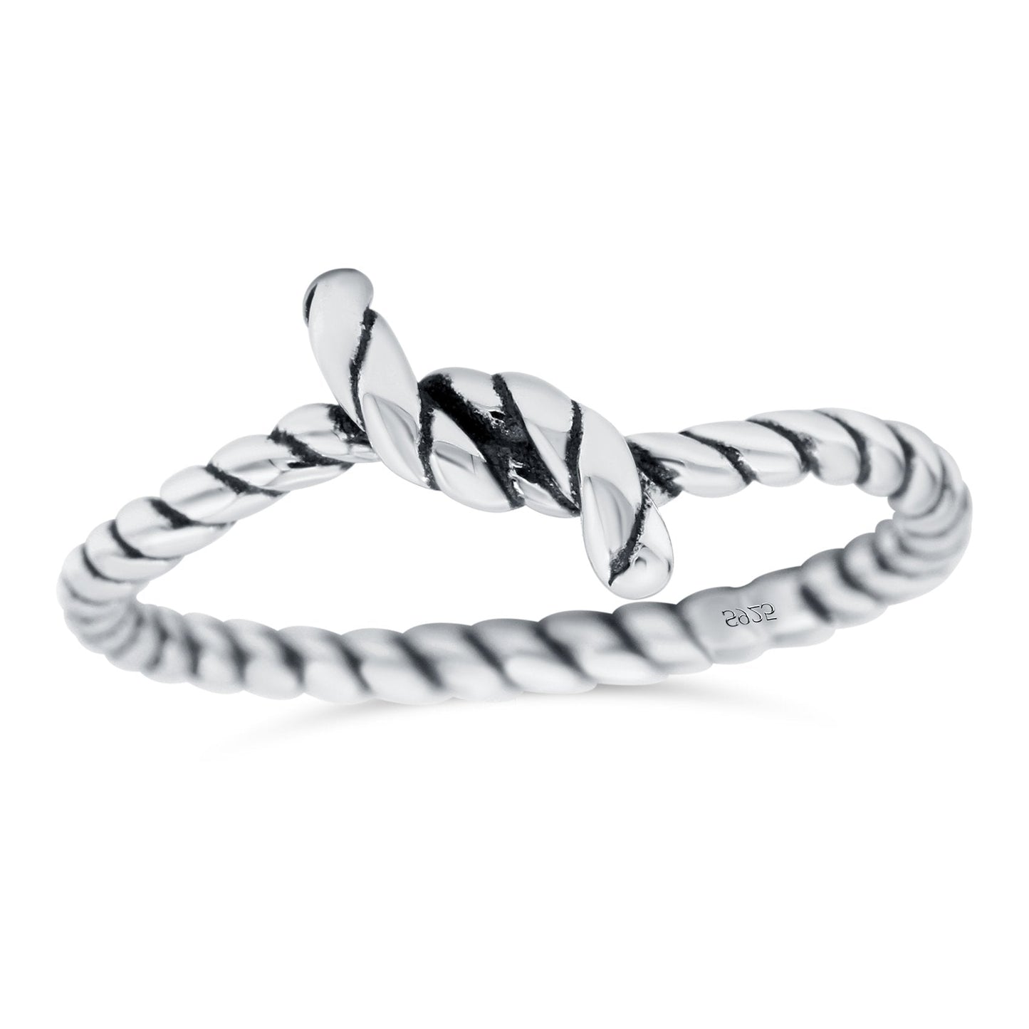 Rope Knot Ring Oxidized Band(7mm)