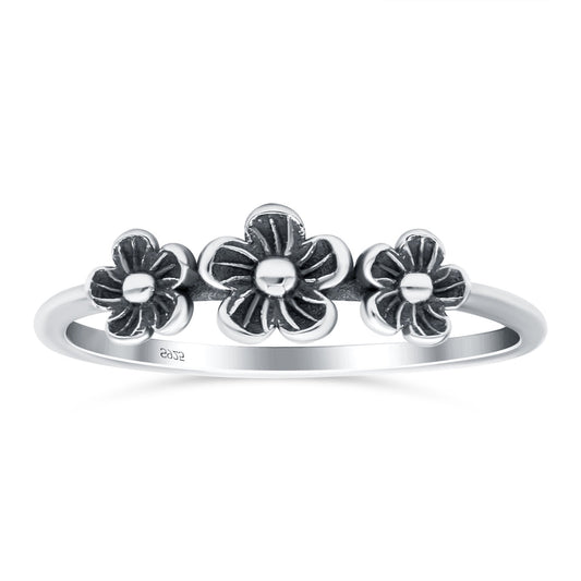 Flowers Oxidized Band Thumb Ring (5.5mm)