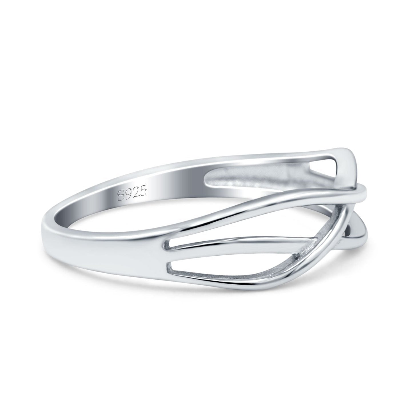 Criss Cross Rhodium Plated Band Thumb Ring (6mm)