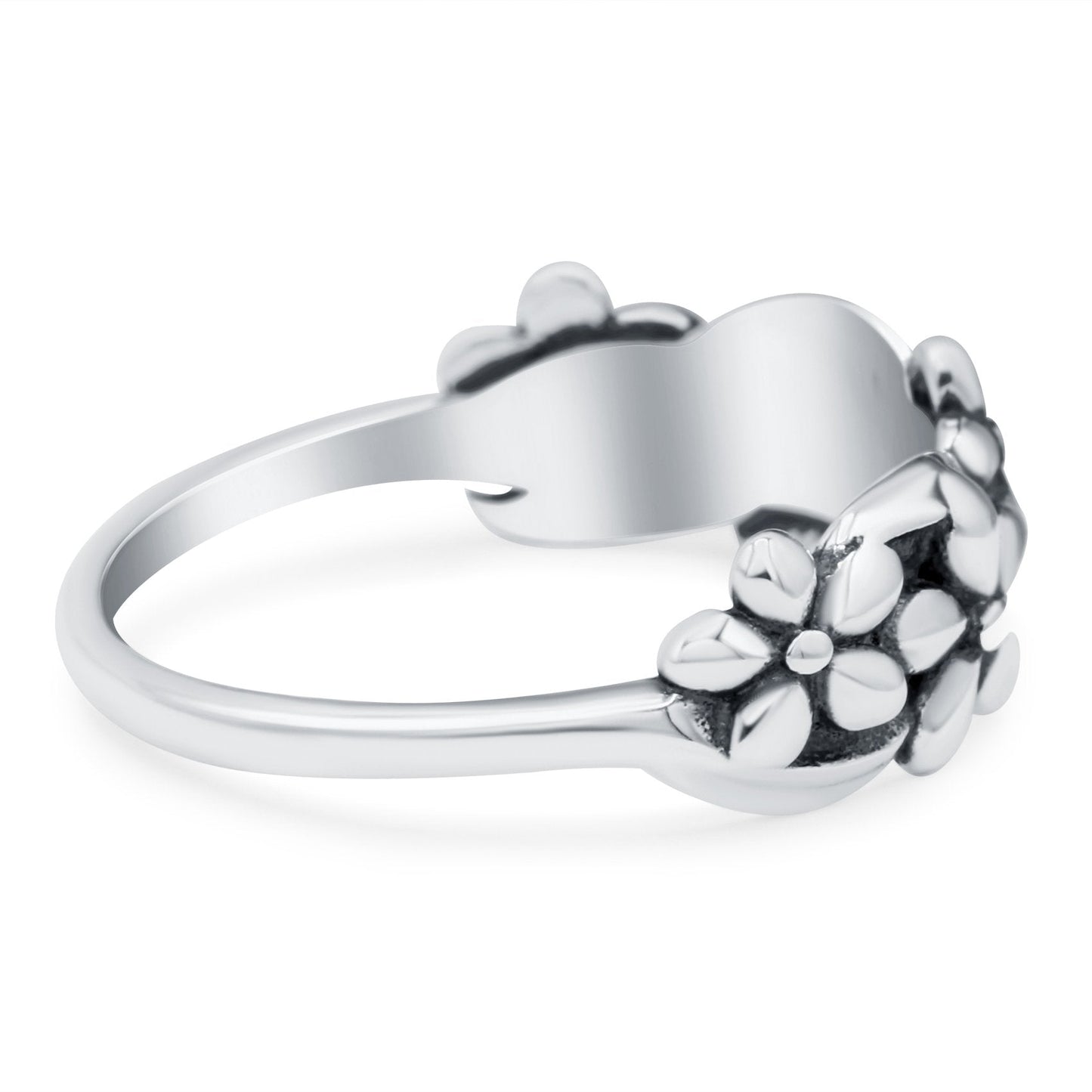 Daisies Oxidized Band Thumb Ring (7mm)