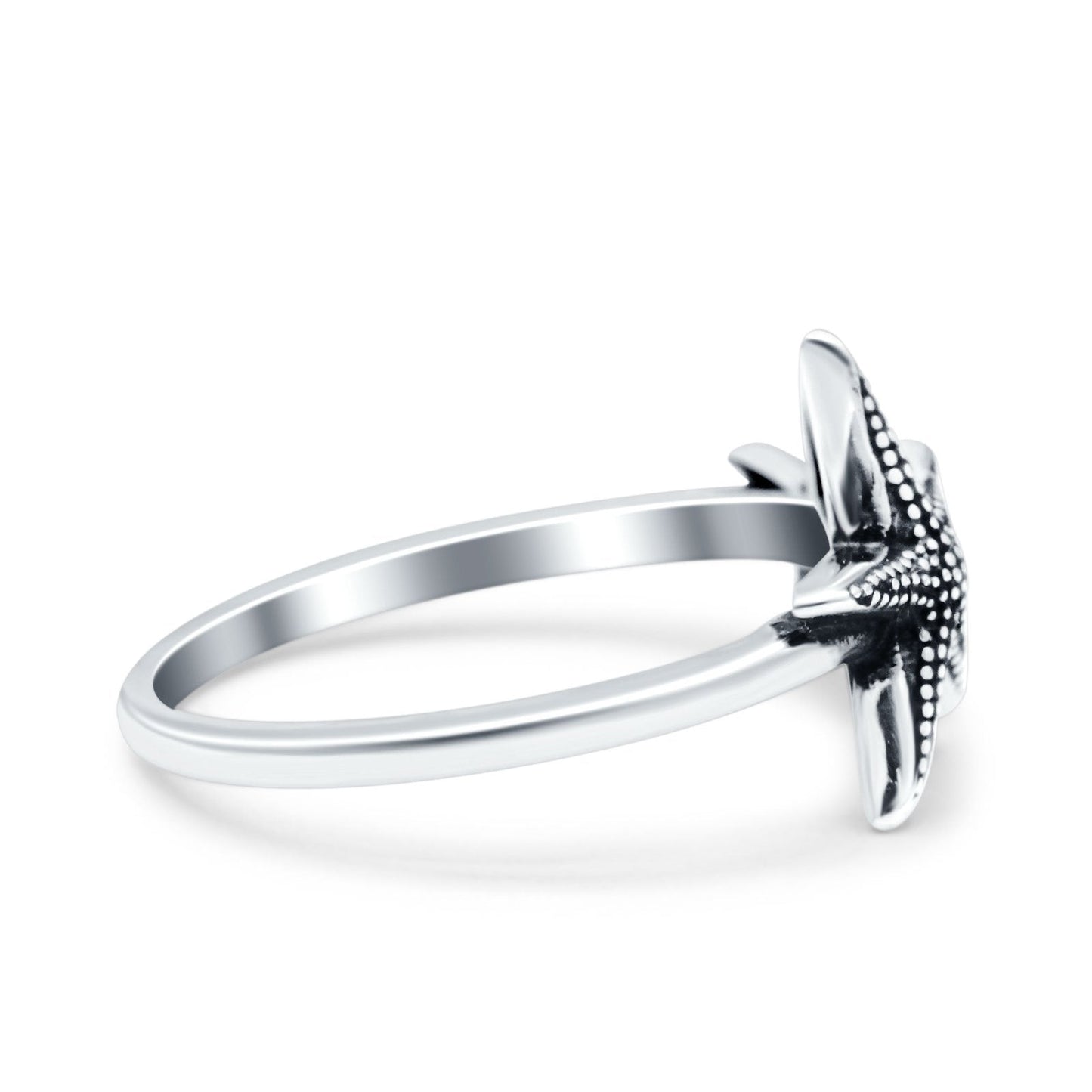 Starfish Oxidized Band Thumb Ring (11.5mm)