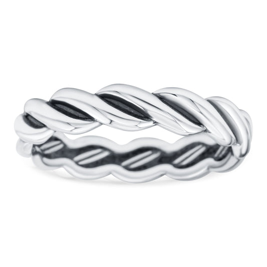 Rope Oxidized Band Thumb Ring (4mm)