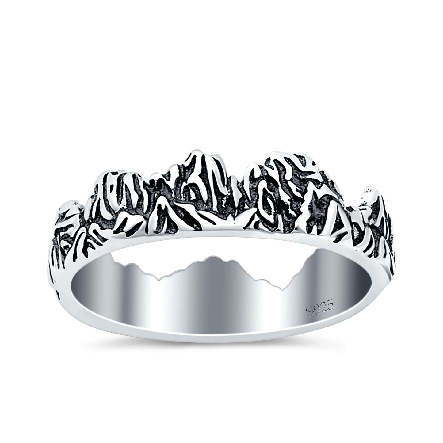 Mountains Band Oxidized Ring (6mm)