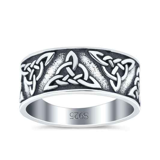 Petite Dainty Celtic Band Oxidized Ring (7.8mm)