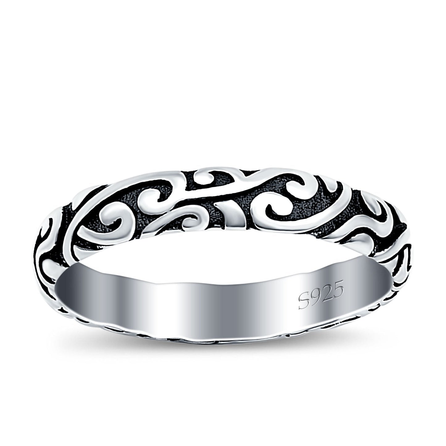 Filigree Oxidized Band Thumb Ring (3.7mm)