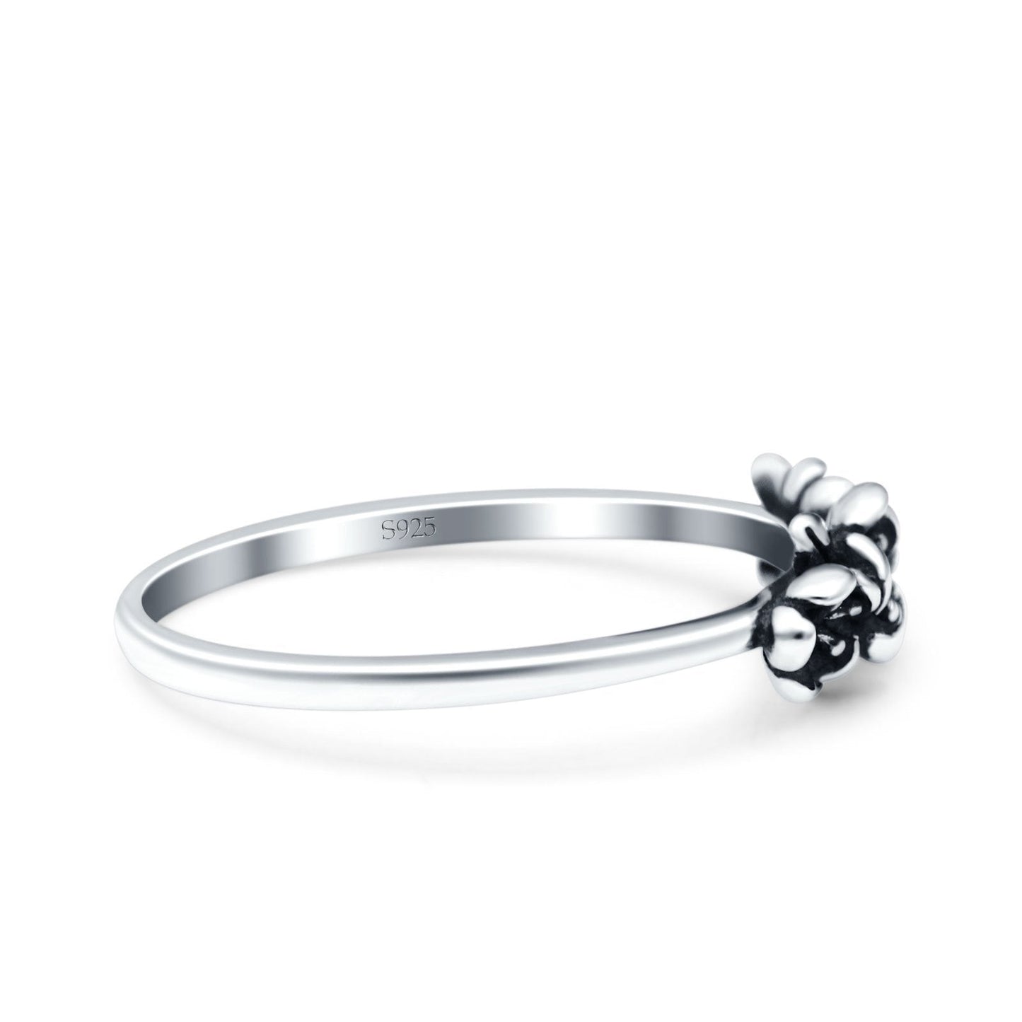 Flowers Oxidized Band Thumb Ring (5mm)