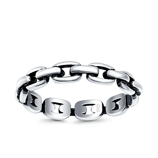 Chain Link Oxidized Band Thumb Ring (4mm)