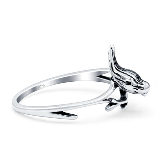 Bird Oxidized Band Thumb Ring (12mm)