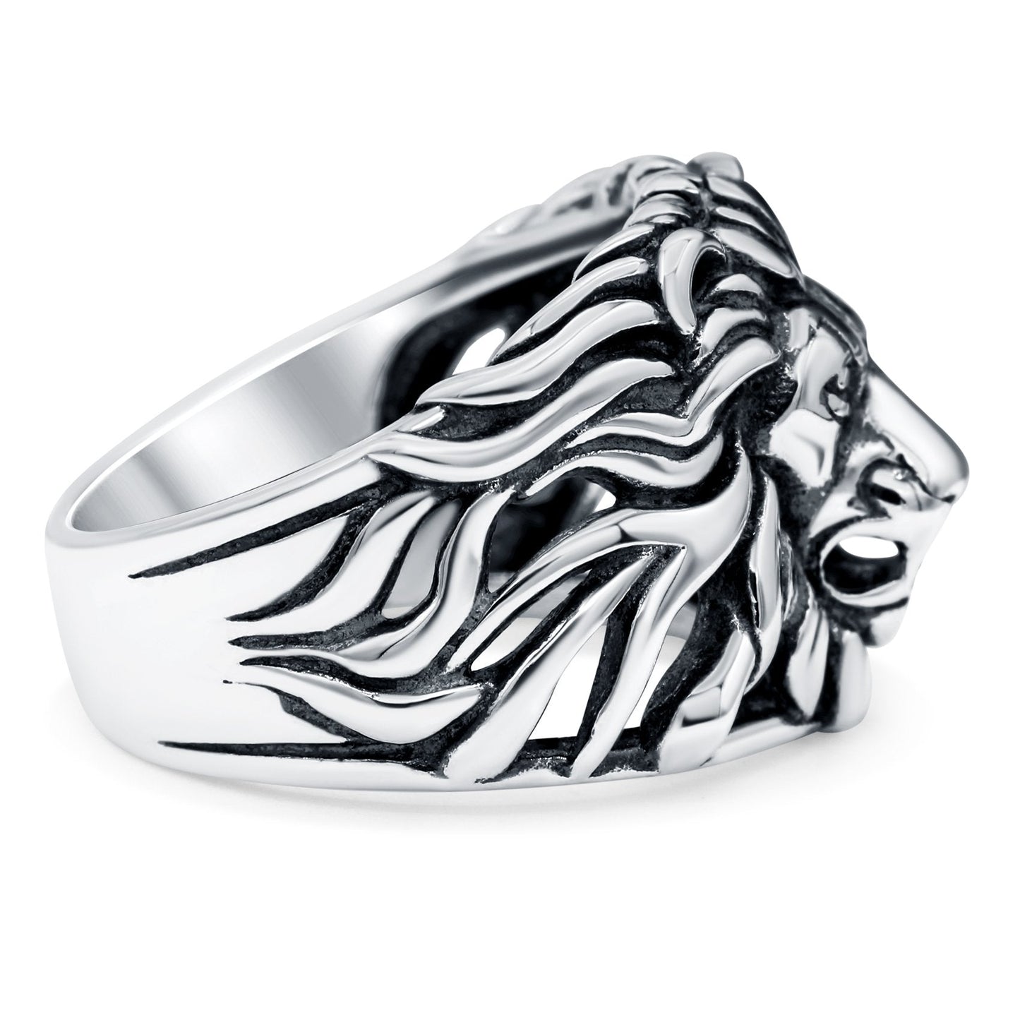 Lion Head Ring Oxidized Band (16.5mm)