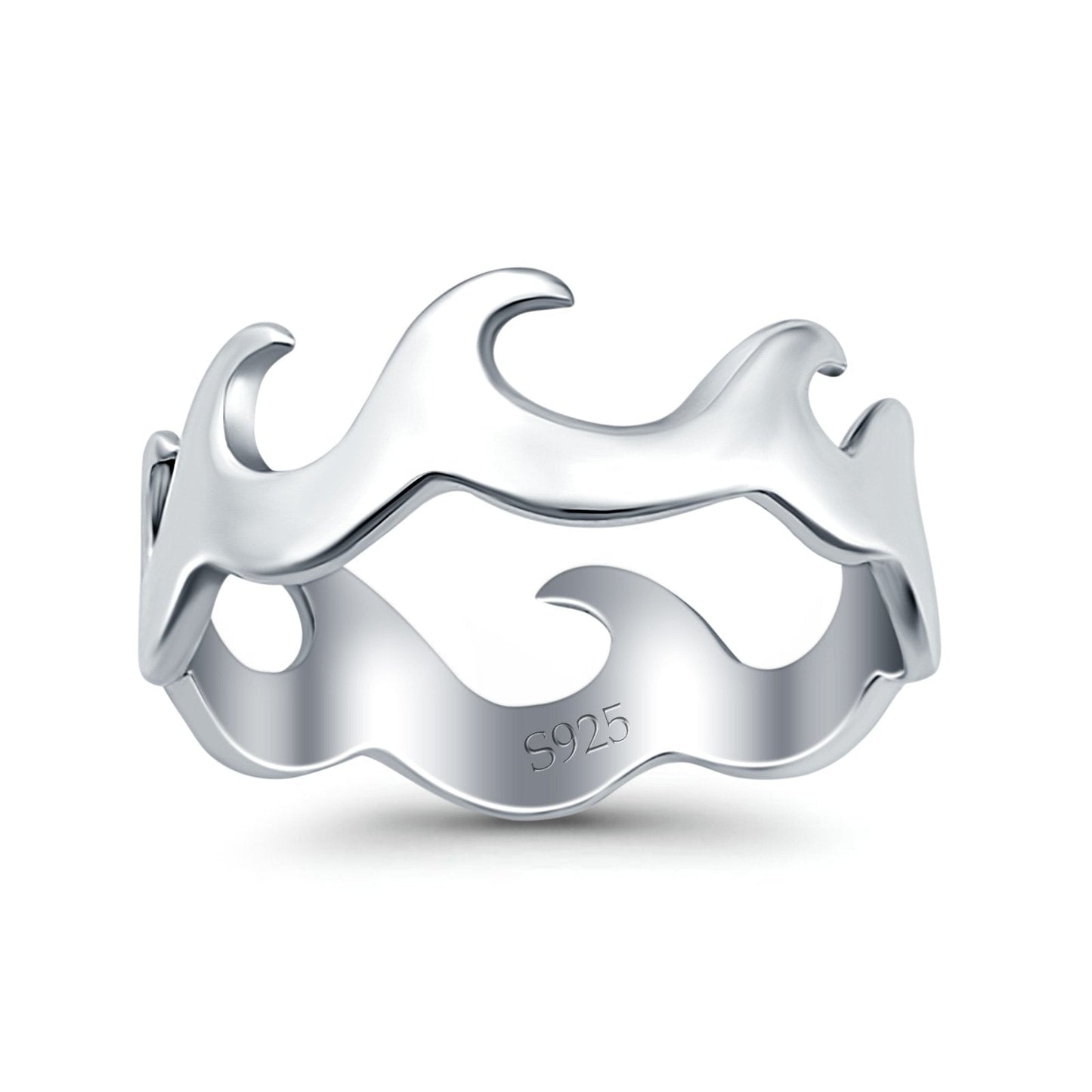 Wave Oxidized Band Thumb Ring (7mm)