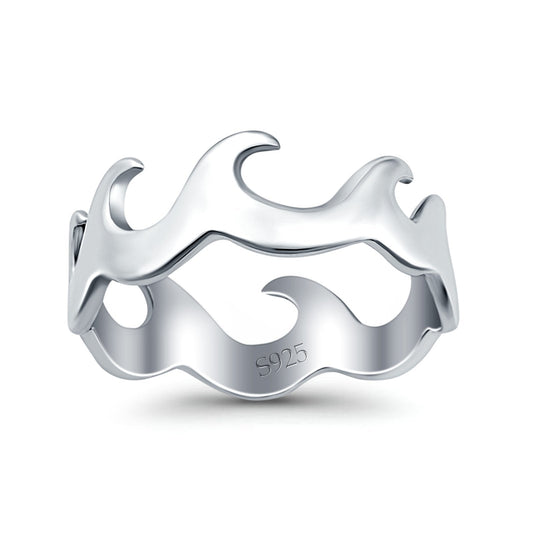 Wave Oxidized Band Thumb Ring (7mm)