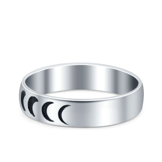 Moon Phases Band Oxidized Ring (4mm)