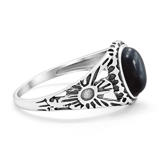 Antique Vintage Oval Simulated Black Onyx CZ Ring