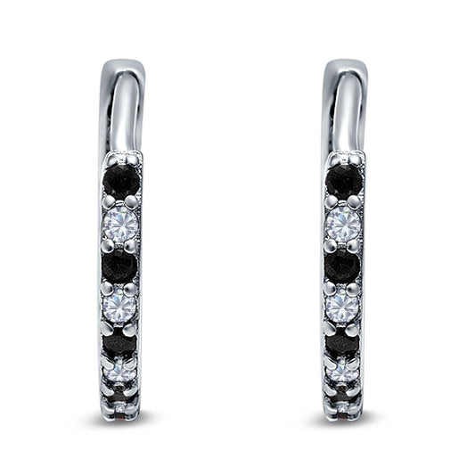 Half Eternity Round Simulated Black Cubic Zirconia Earrings