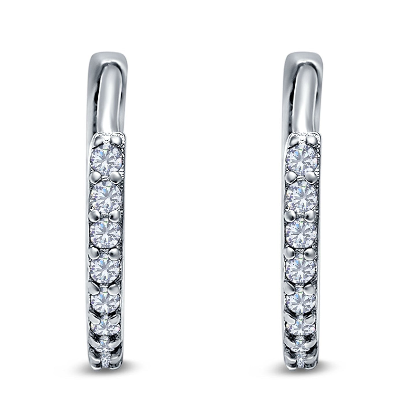 Half Eternity Hoop Earrings Round Simulated Cubic Zirconia (16mm)