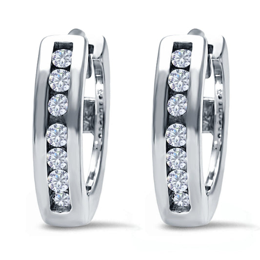 Half Eternity Round Simulated CZ Hoop Earrings