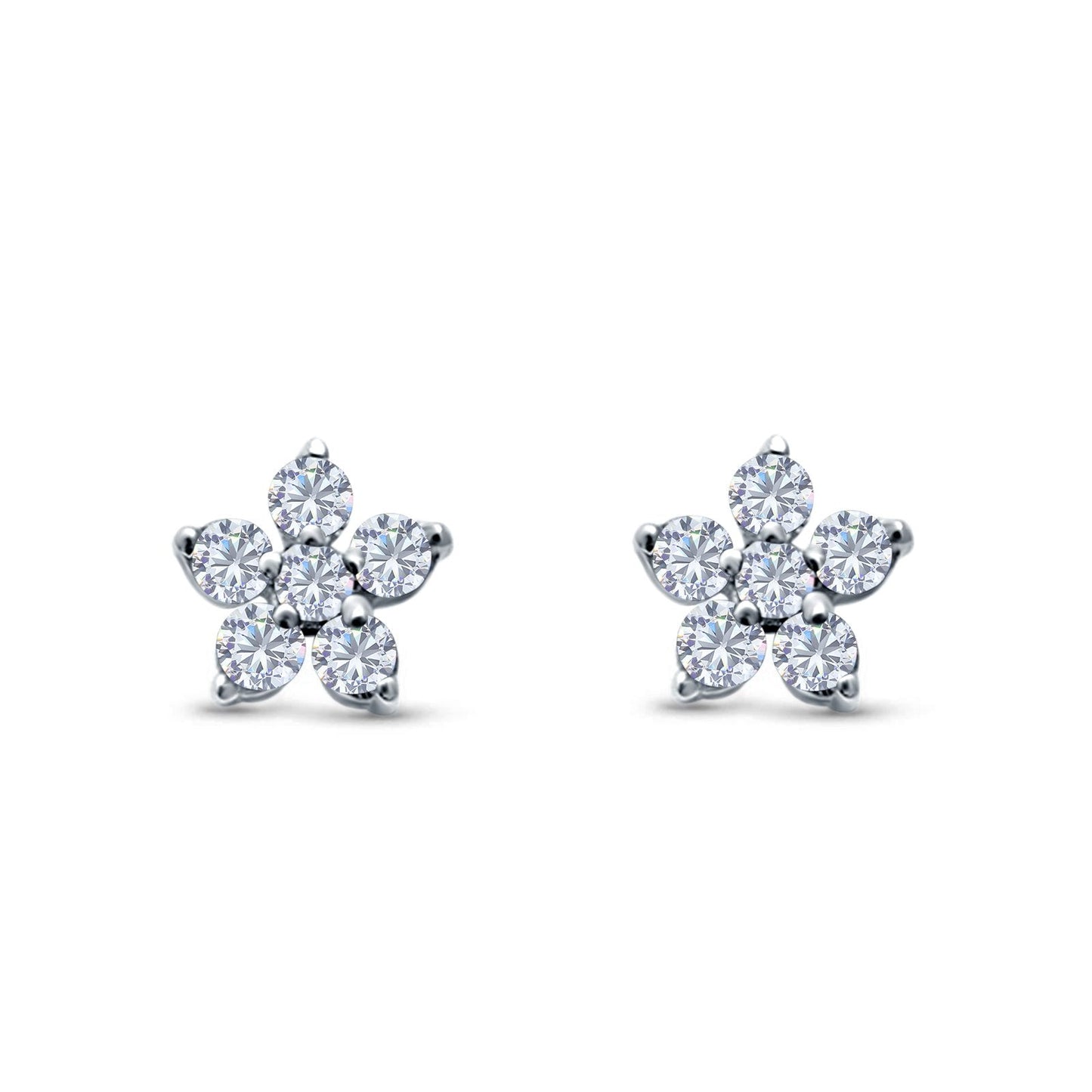 Cluster Flower Round Simulated CZ Stud Earrings