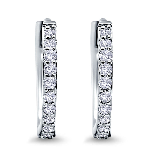 Half Eternity Simulated CZ Round Hoop Earrings (20mm)