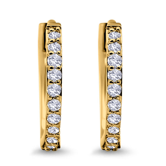 Half Eternity Yellow Tone Cubic Zirconia Hoop Earrings