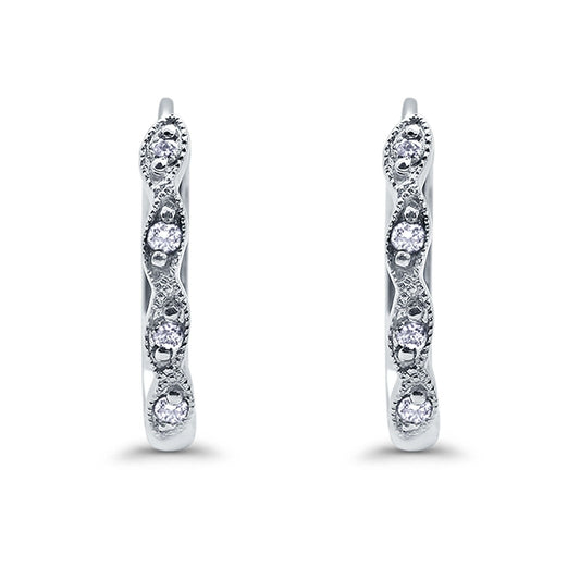 Huggie Hoop Earrings Round Simulated CZ (14mm)