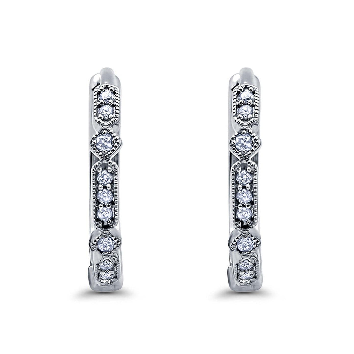 Half Eternity Hoop Earrings Simulated CZ Round (19mm)