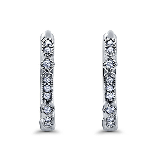 Half Eternity Hoop Earrings Simulated CZ Round (19mm)