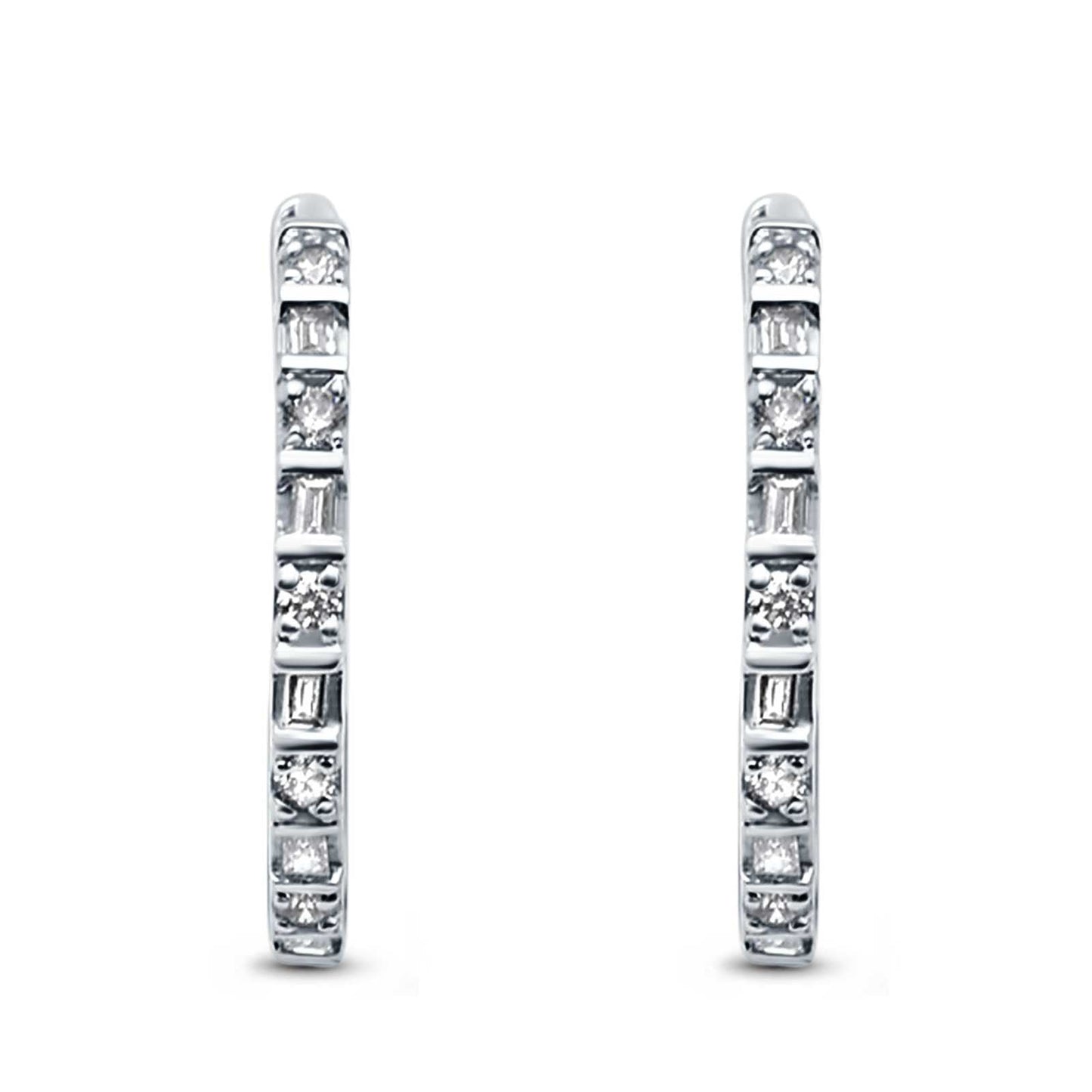 Full Eternity Simulated CZ Baguette Round Hoop Earrings (23mm)