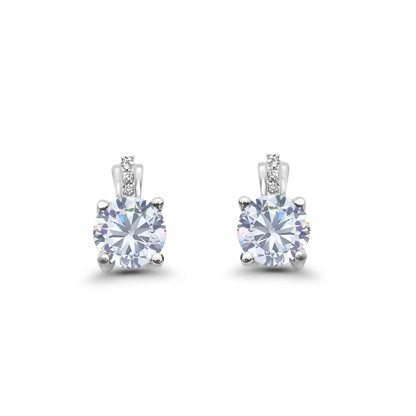 Stud Earrings Wedding Round Simulated Cubic Zirconia