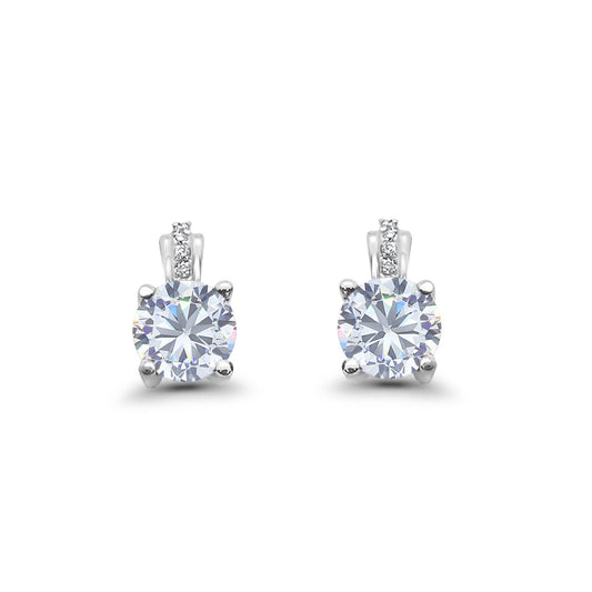 Stud Earrings Wedding Round Simulated Cubic Zirconia