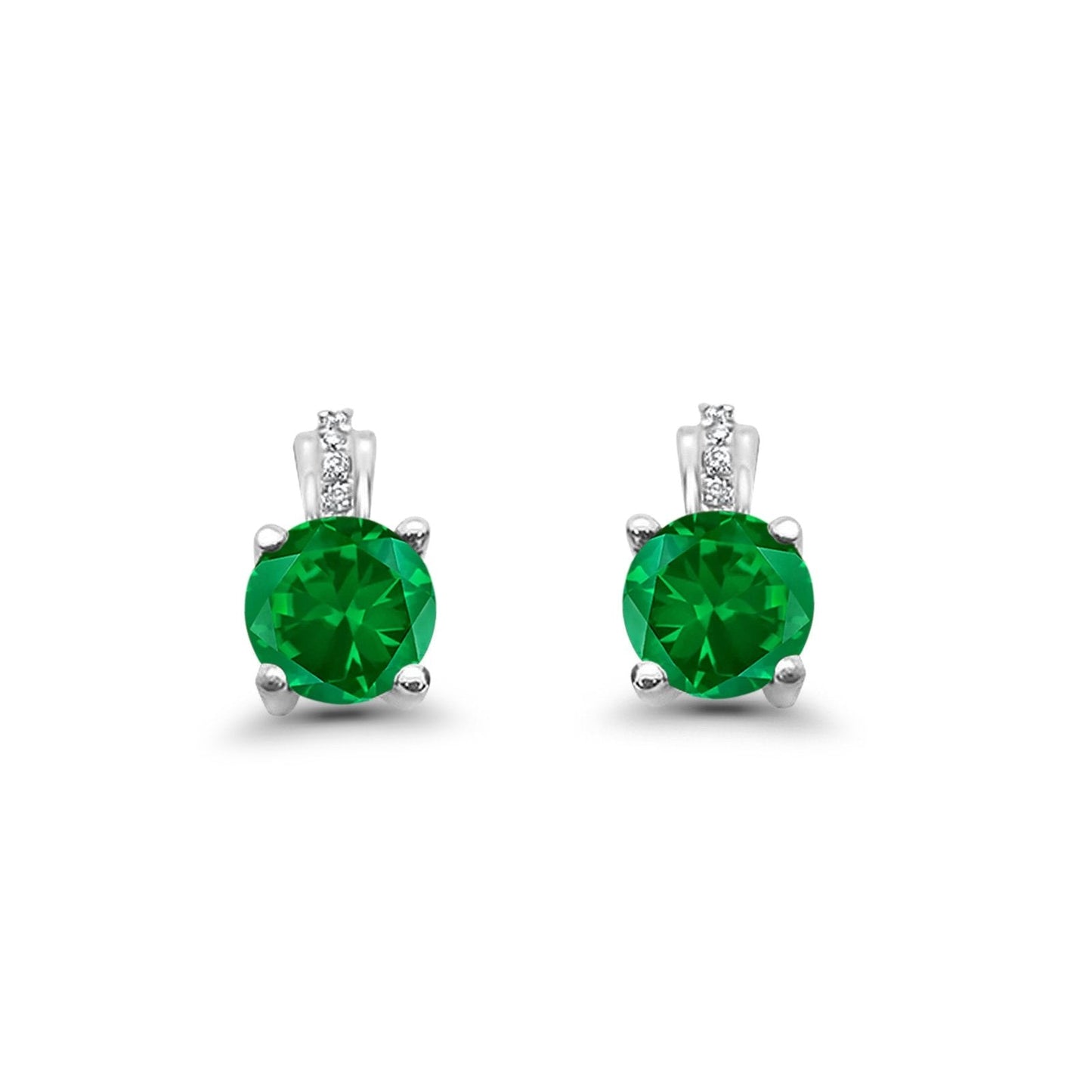 Stud Earrings Wedding Round Simulated Green Emerald CZ