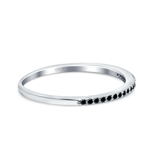 Half Eternity Ring Round Black CZ