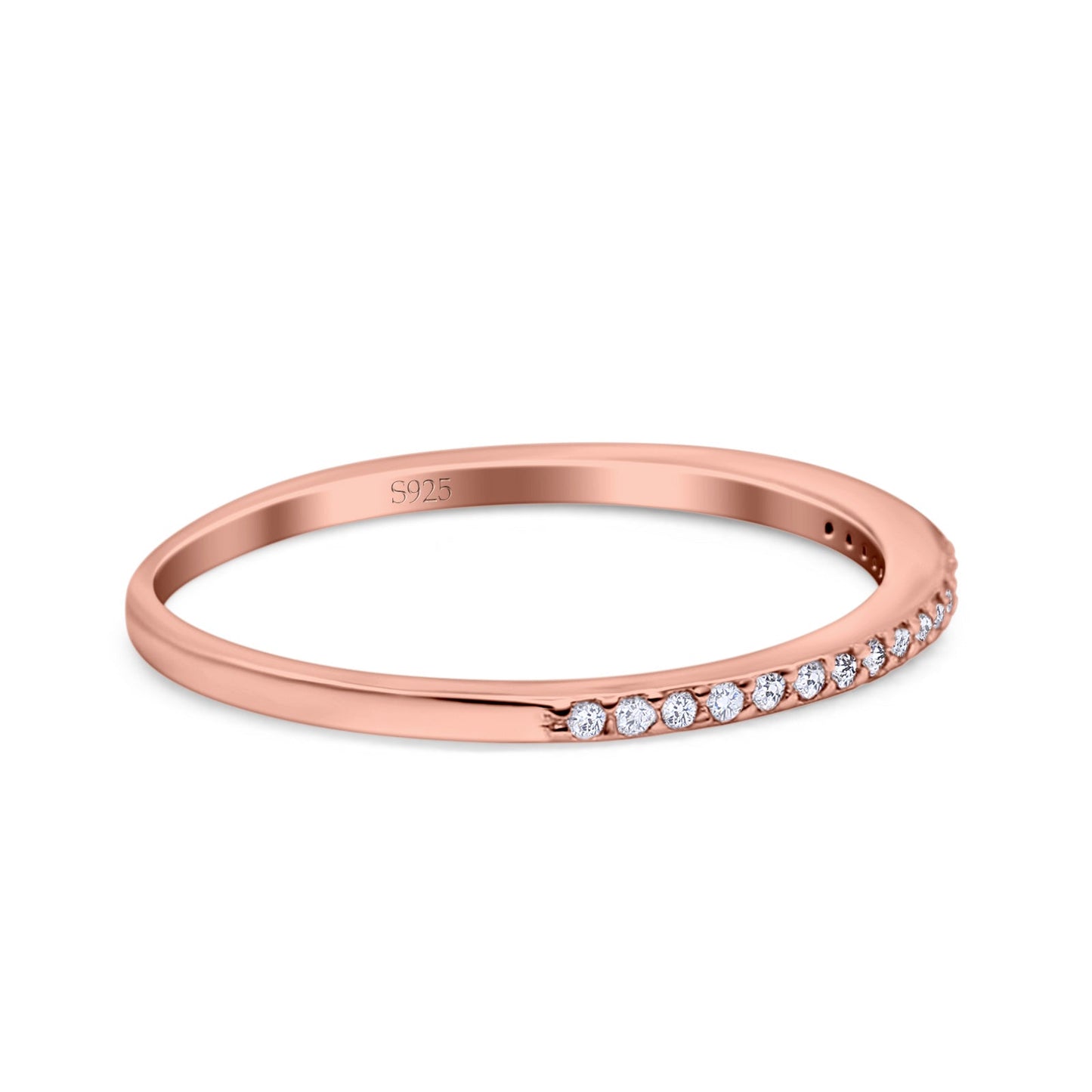 Half Eternity Rose Tone Cubic Zirconia Wedding Band