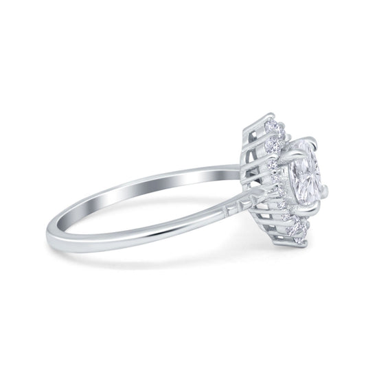 Halo Vintage Round Simulated Cubic Zirconia Engagement Ring