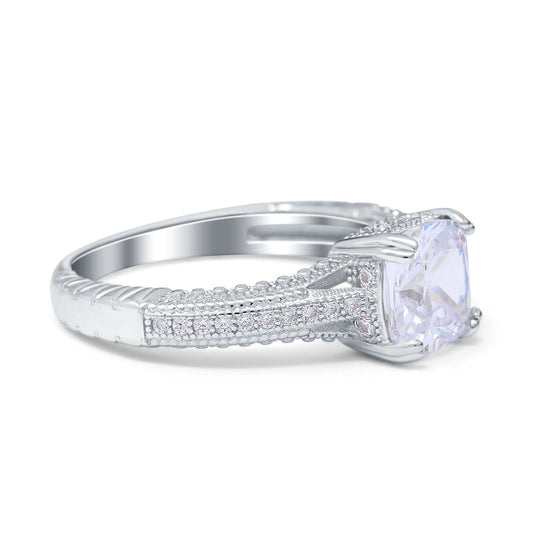 Cushion Cut Art Deco Cubic Zirconia Engagement Ring