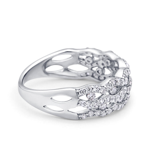 Half Eternity Wedding Ring Round Simulated Cubic Zirconia