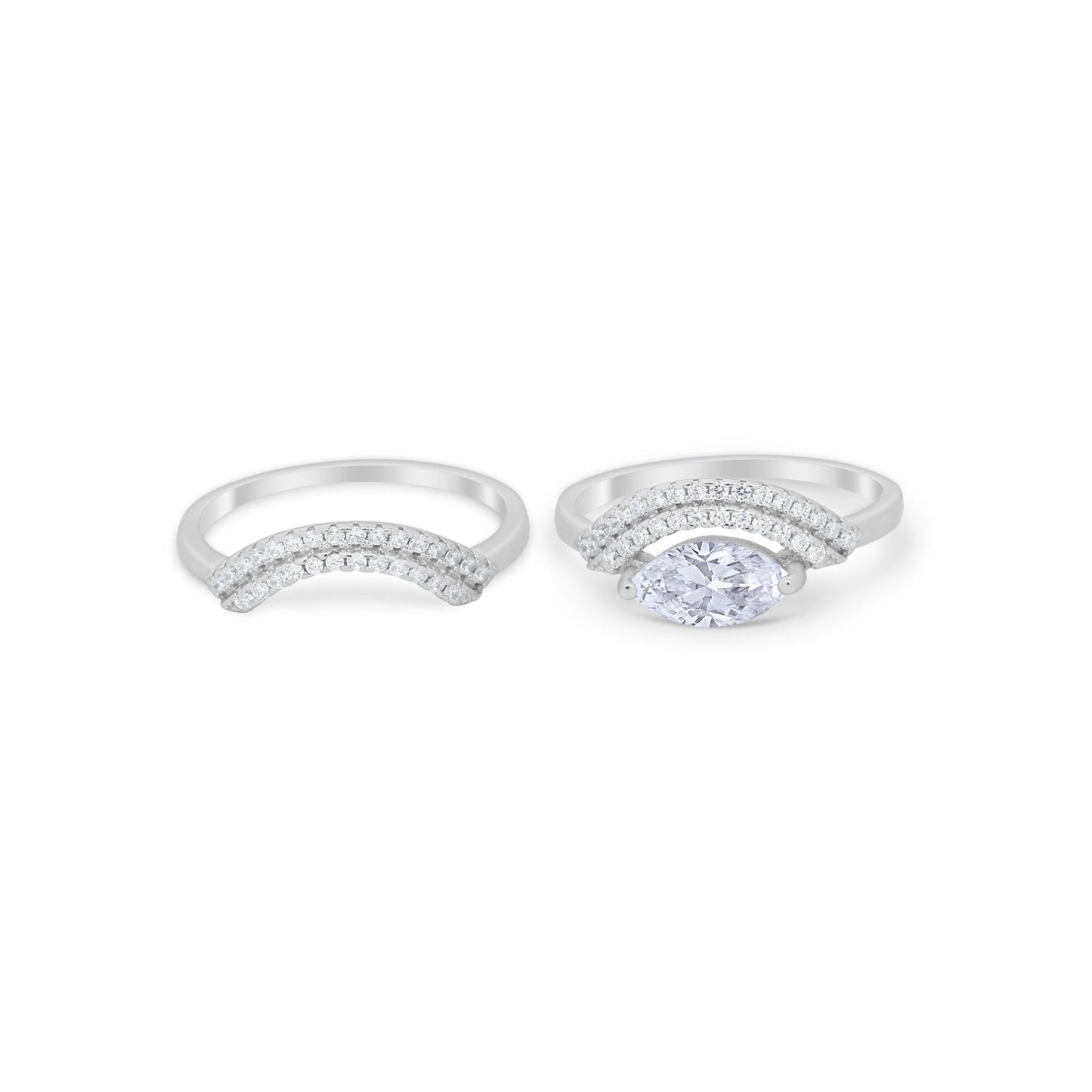 Two Piece Ring Band Round Simulated Cubic Zirconia