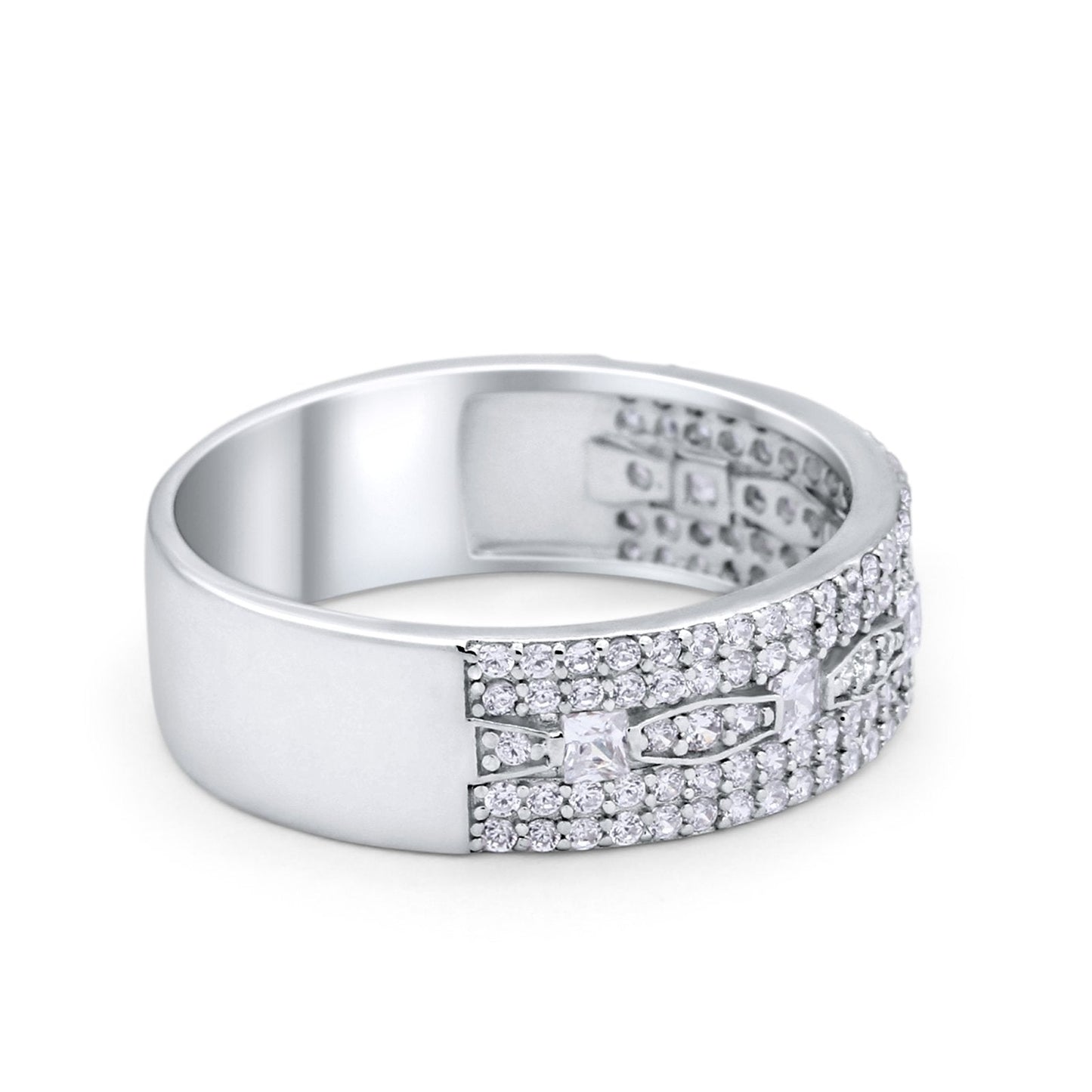 Wedding Band Eternity Ring Round Princess Cut Round CZ