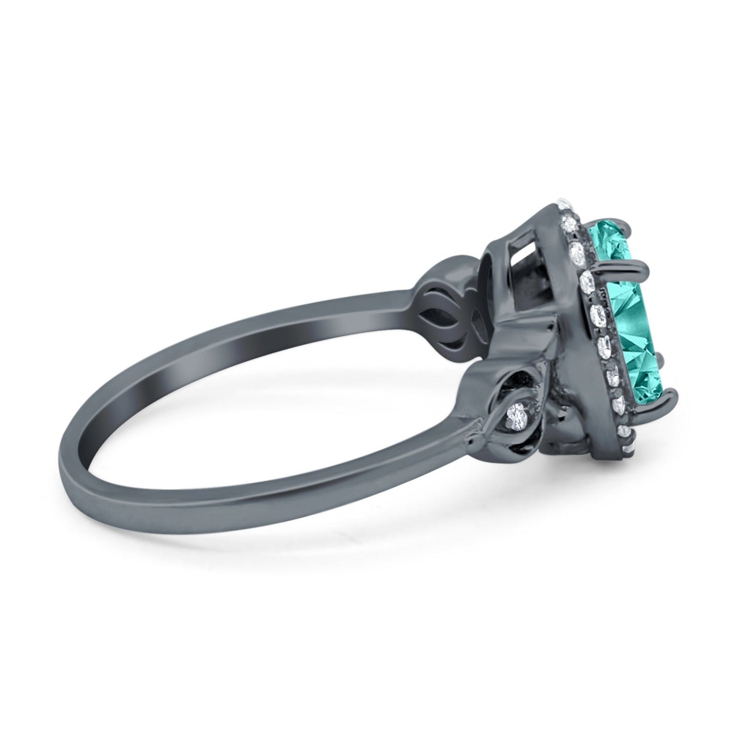 Oval Halo Black Tone, Paraiba Tourmaline CZ Engagement Ring