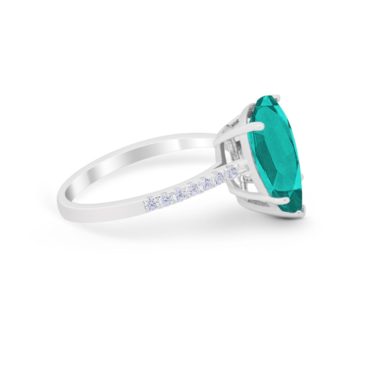 Teardrop Engagement Ring Simulated Paraiba Tourmaline CZ