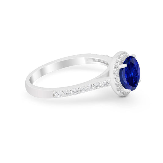 Accent Dazzling Wedding Ring Simulated Blue Sapphire CZ