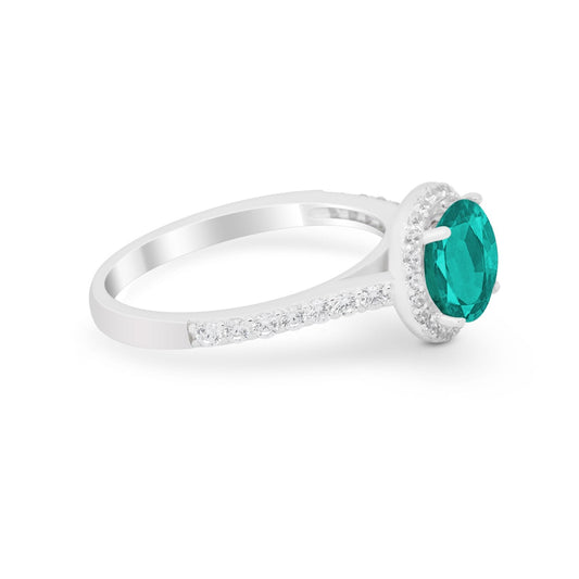 Accent Dazzling Wedding Ring Simulated Paraiba Tourmaline CZ