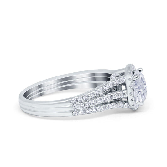 Halo Accent Dazzling Simulated CZ Engagement Ring