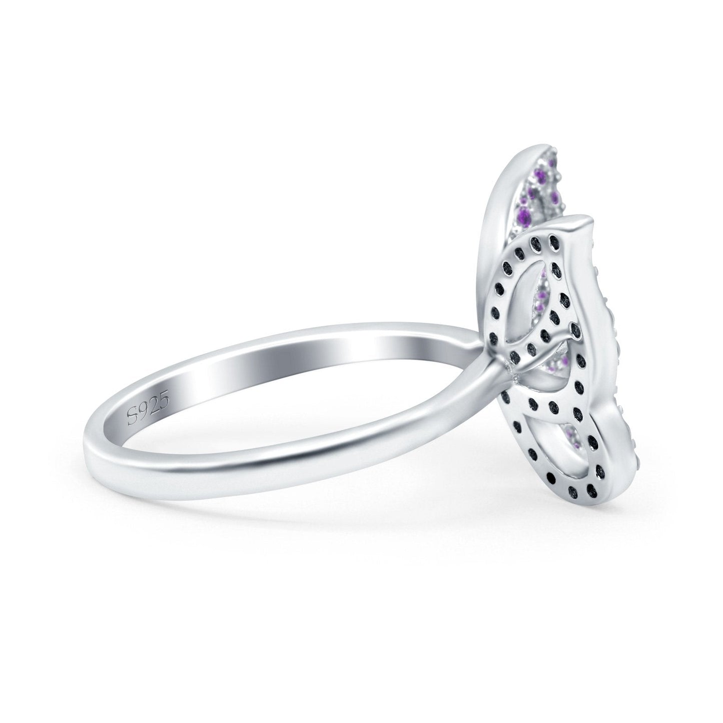 Butterfly Ring Simulated Amethyst CZ Wedding Band