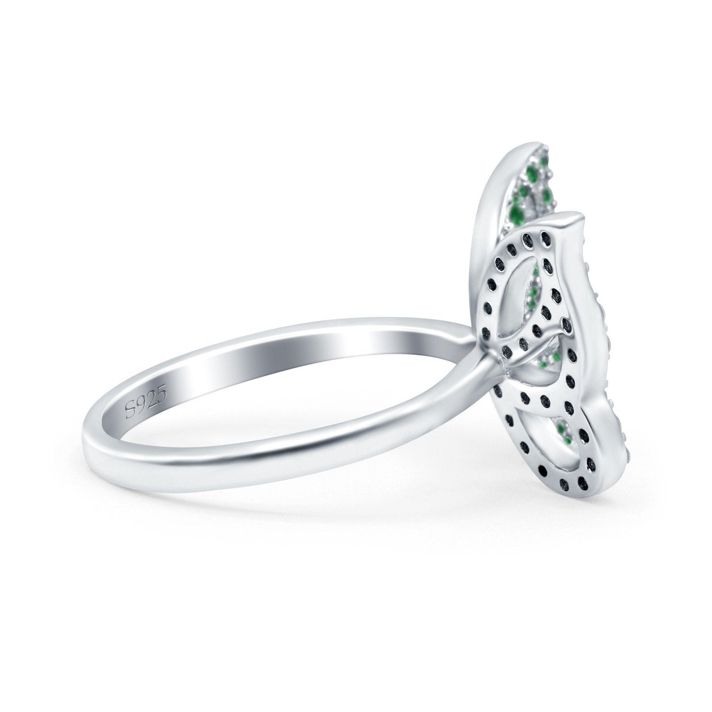 Butterfly Ring Simulated Green Emerald CZ Wedding Band