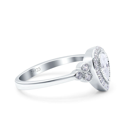 Halo Pear Cubic Zirconia Engagement Ring